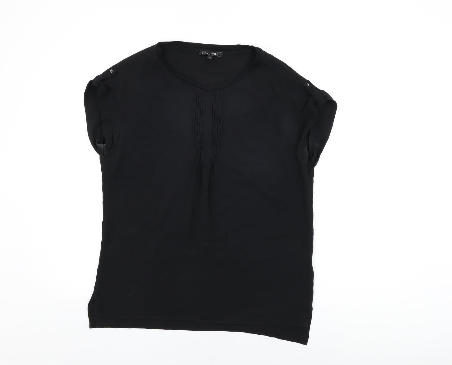 NEXT Womens Black Polyester Basic T-Shirt Size 12 Round Neck