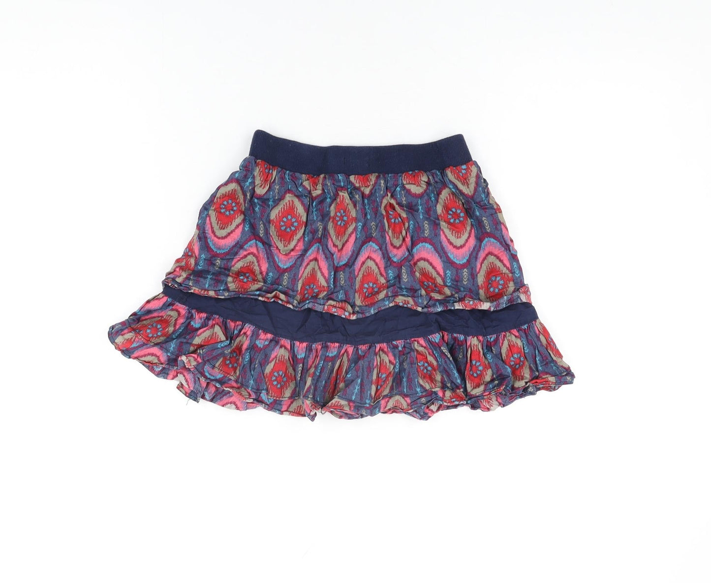 Confetti Girls Blue Geometric Cotton Skater Skirt Size 8 Years Regular Pull On