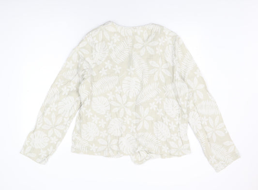 Tahari Womens Beige Floral Jacket Size XL