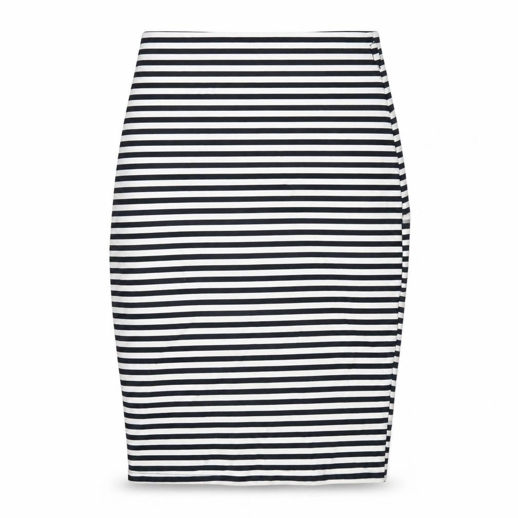 Jane Norman Womens Blue Striped Polyester Straight & Pencil Skirt Size 24 in Zip