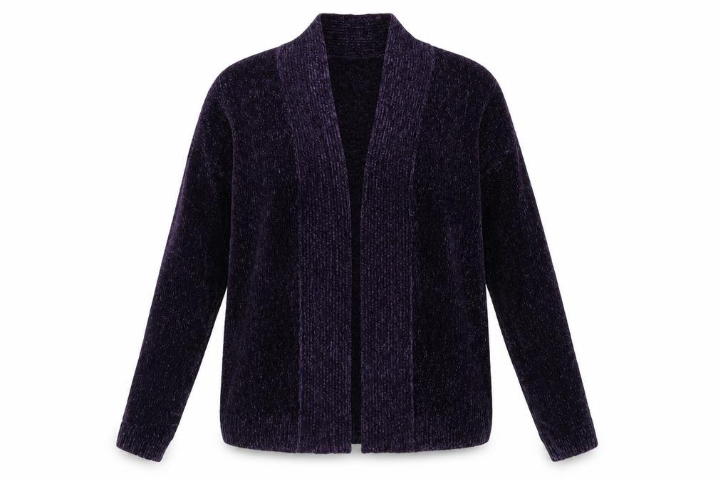 EWM Womens Purple V-Neck Polyester Cardigan Jumper Size 10