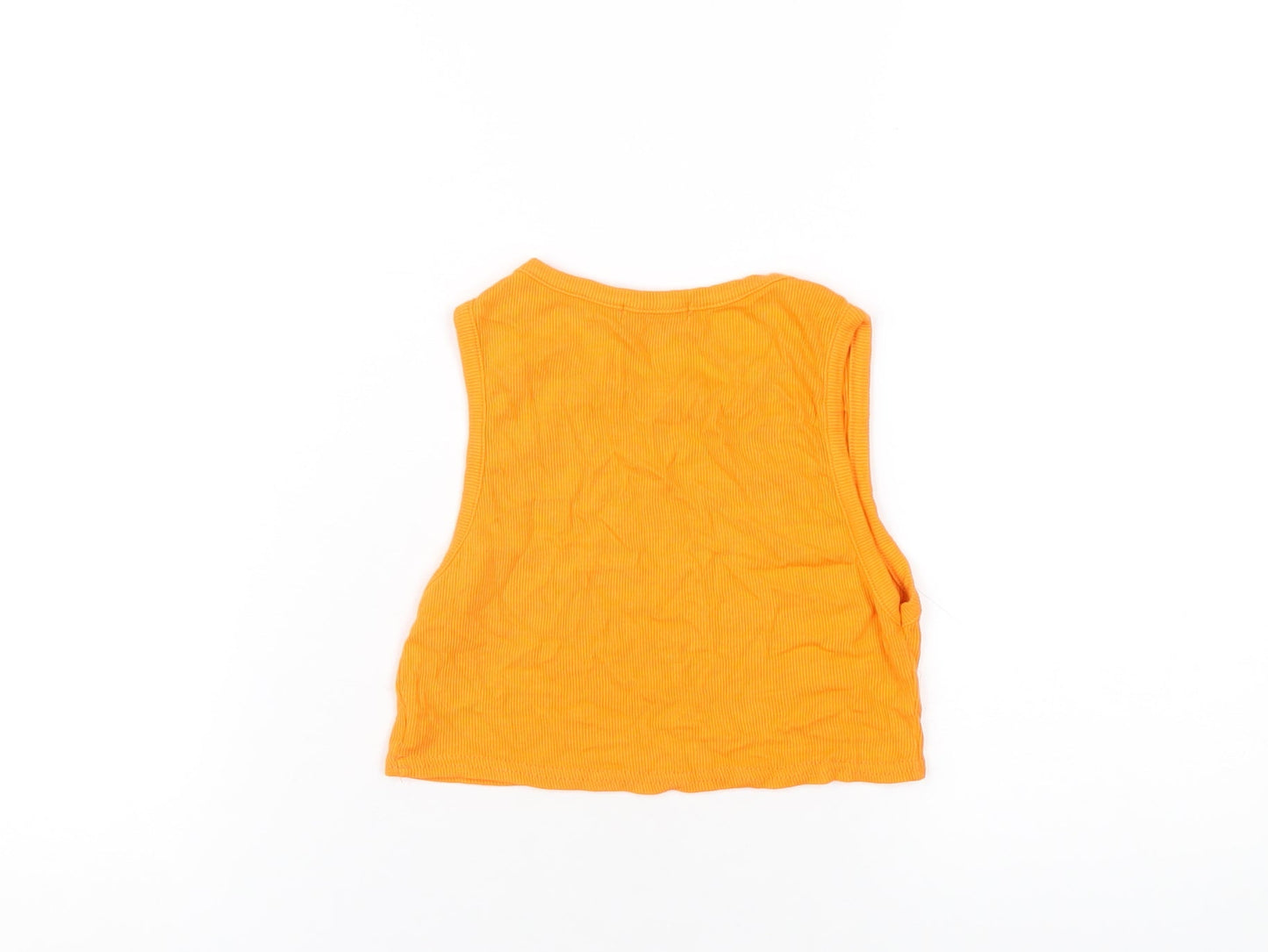 PRETTYLITTLETHING Womens Orange Polyester Cropped Tank Size 6 Round Neck
