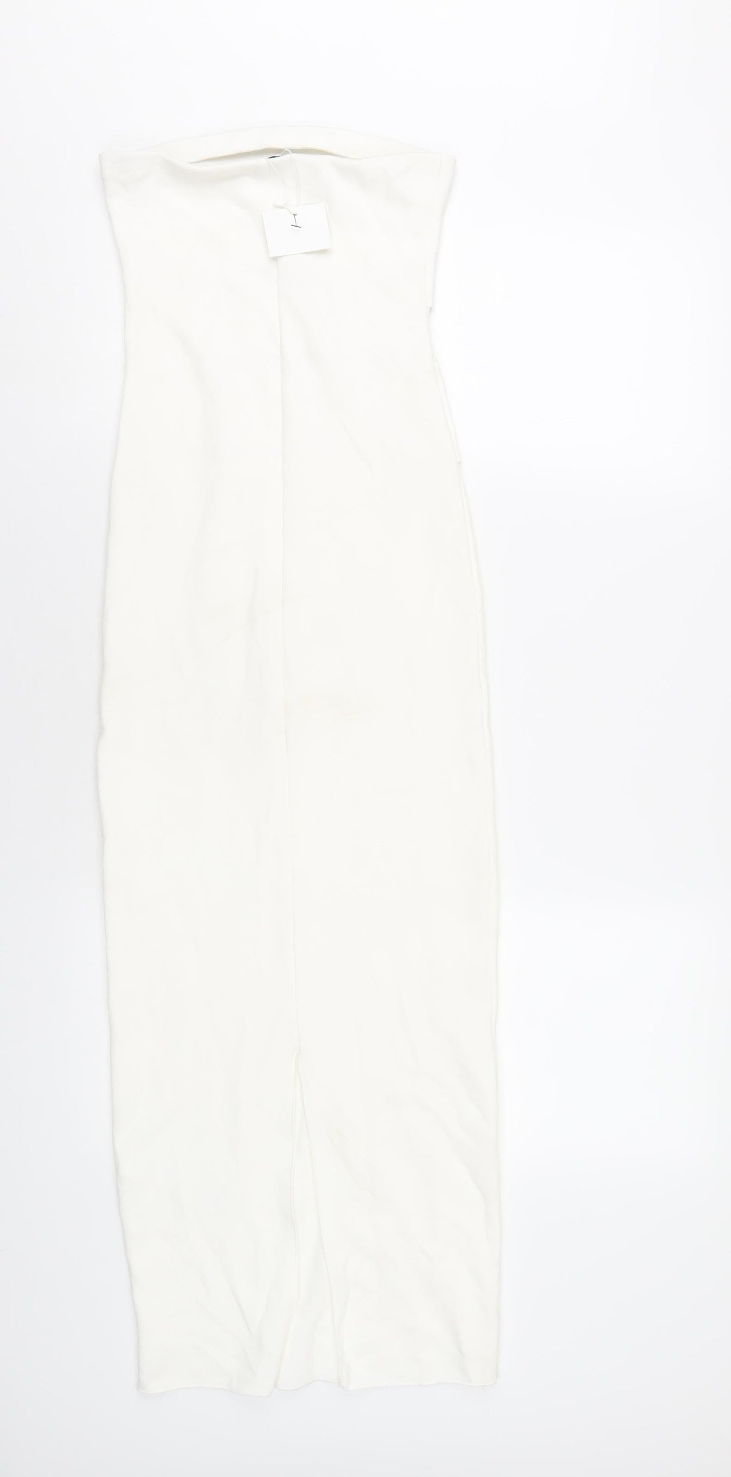 Zara Womens White Viscose Bodycon Size S Square Neck Pullover