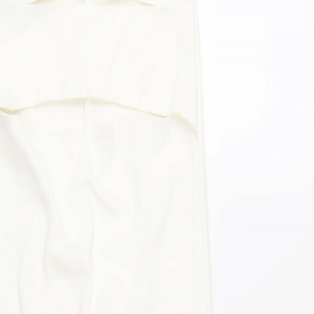 Zara Womens White Viscose Bodycon Size S Square Neck Pullover