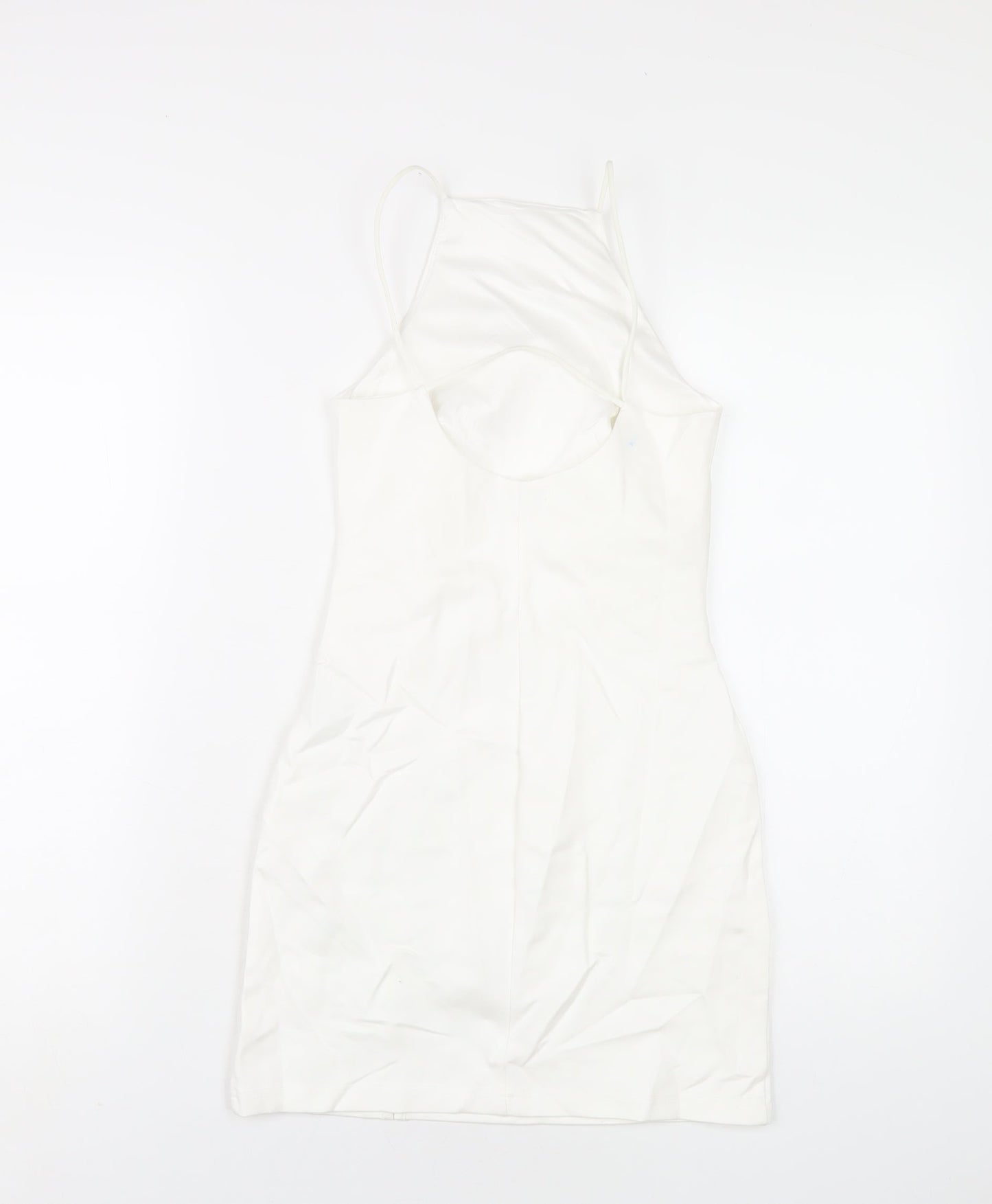 Stradivarius Womens White Viscose Bodycon Size XS Square Neck Pullover