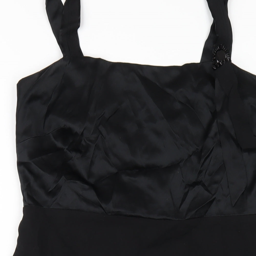 Fenn Wright Manson Womens Black Viscose A-Line Size 12 Square Neck Zip