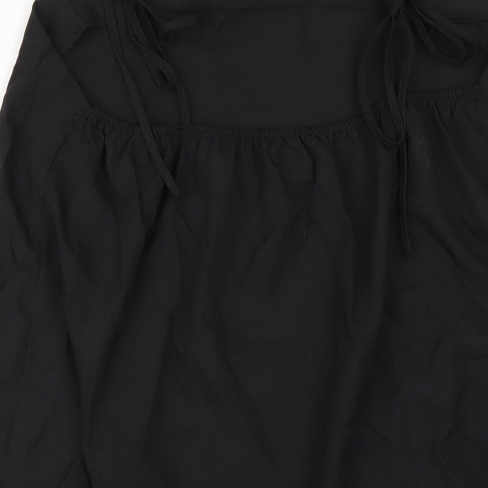 Boohoo Womens Black Polyester A-Line Size 14 Square Neck Pullover