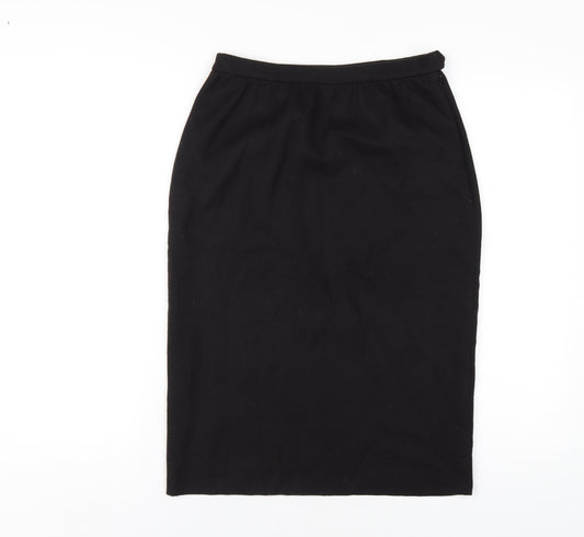 NICOLE FARHI Womens Black Wool Straight & Pencil Skirt Size S Zip