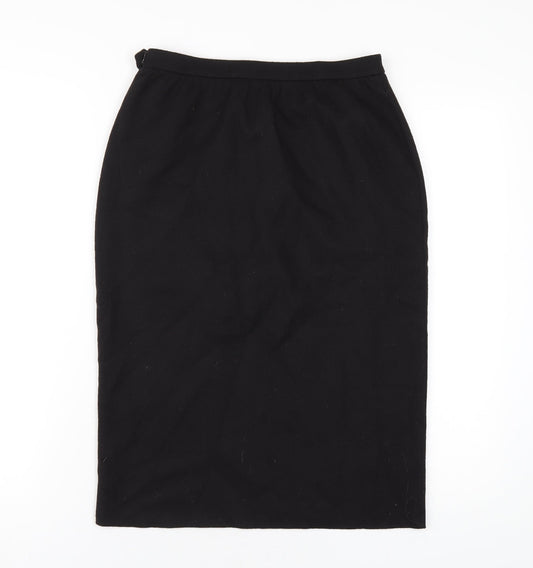 NICOLE FARHI Womens Black Wool Straight & Pencil Skirt Size S Zip