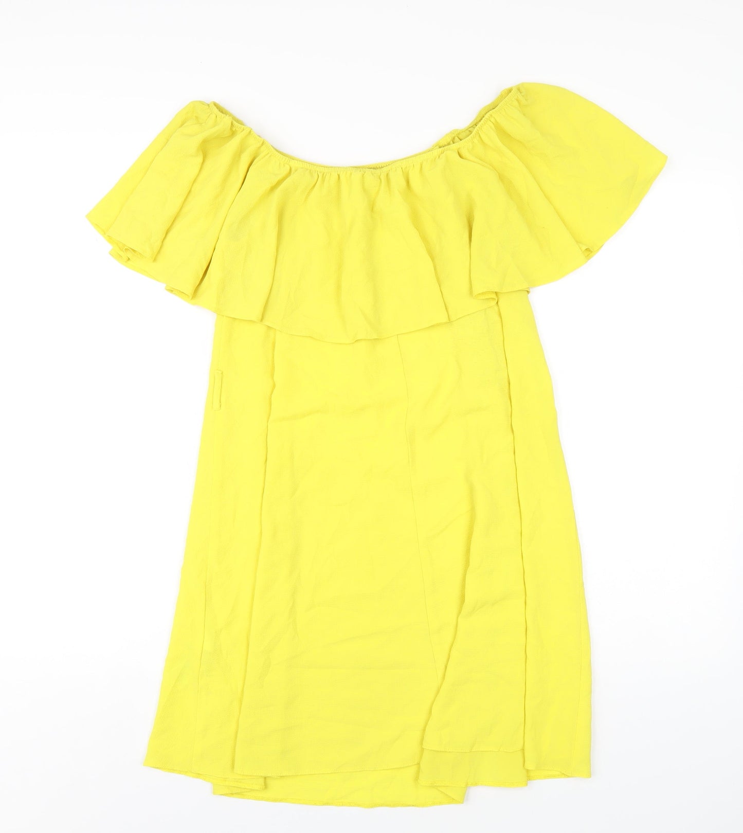 New Look Womens Yellow Polyester A-Line Size 14 Off the Shoulder Pullover