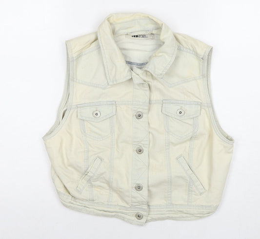 New Look Womens Ivory Gilet Waistcoat Size 16 Button