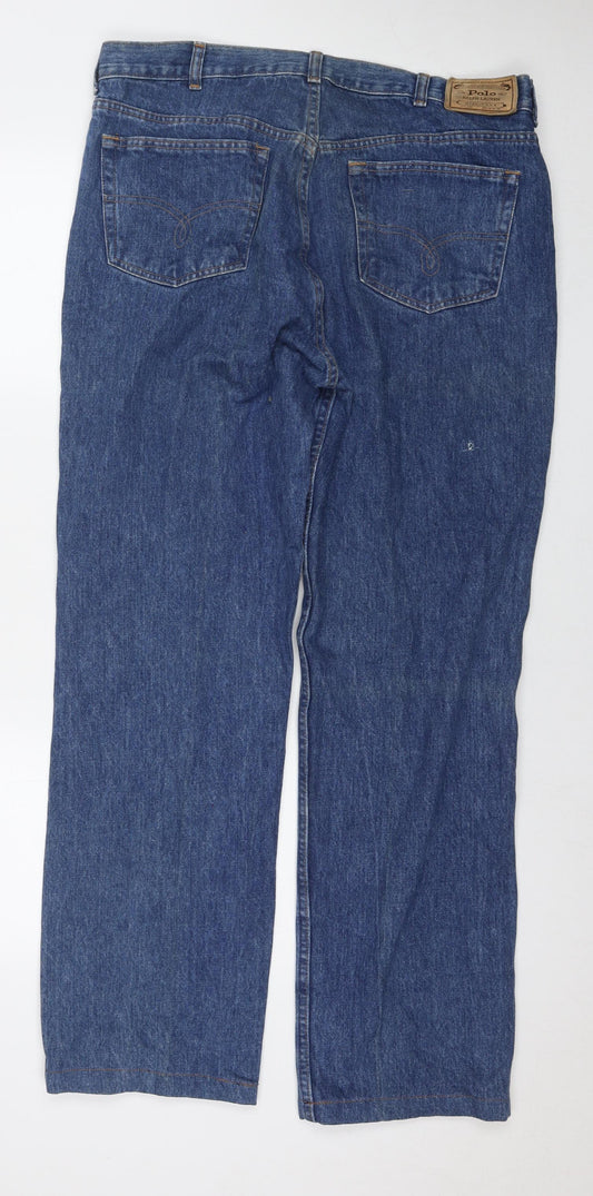 Polo Ralph Lauren Mens Blue Cotton Straight Jeans Size 38 in L38 in Regular Zip