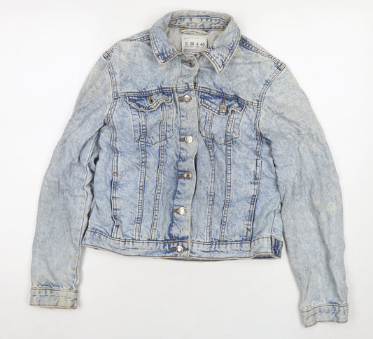 Denim & Co. Womens Blue Jacket Size 8 Button