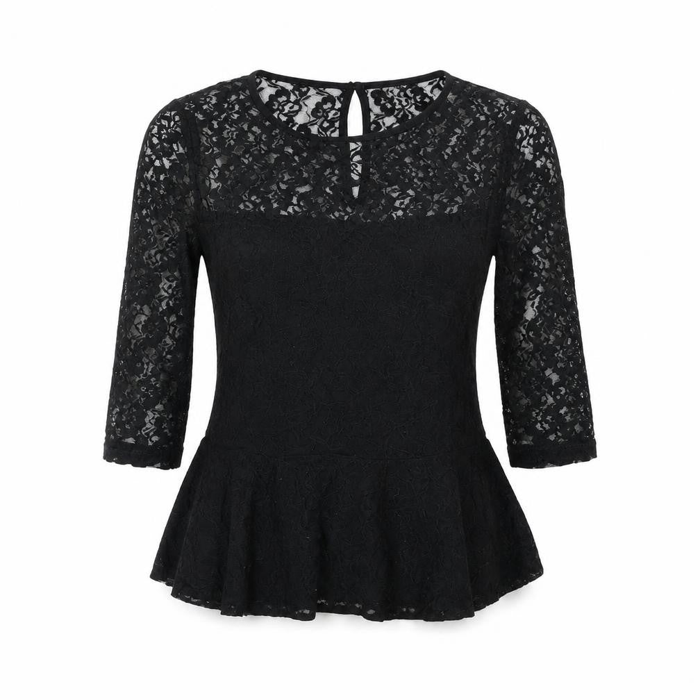 Lipsy Womens Black Polyester Basic Blouse Size 10 Round Neck