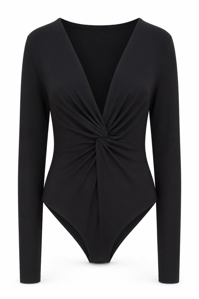 Topshop Womens Black Polyester Bodysuit One-Piece Size 12 Snap