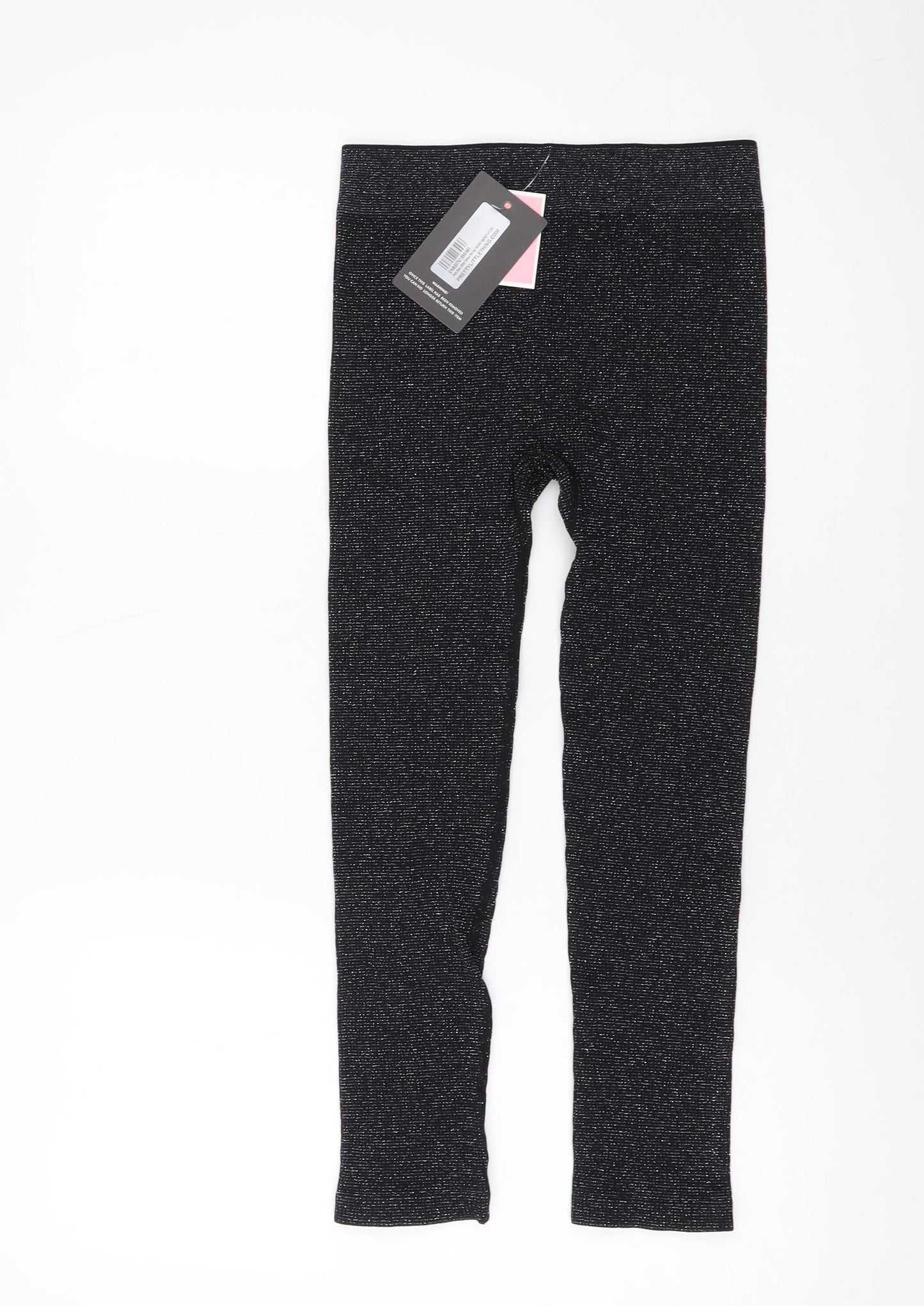 PRETTYLITTLETHING Womens Black Polyamide Capri Leggings Size M L23 in