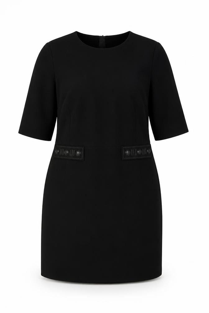 H&M Womens Black Polyester A-Line Size 14 Round Neck Zip