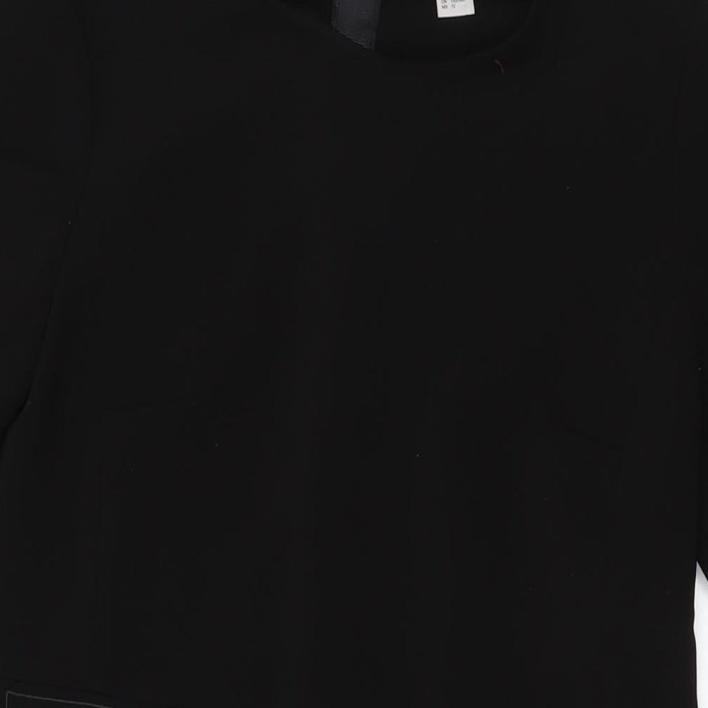 H&,M Womens Black Polyester A-Line Size 14 Round Neck Zip
