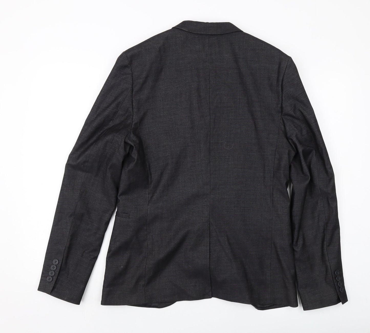 H&M Mens Grey Polyester Jacket Suit Jacket Size 38 Regular