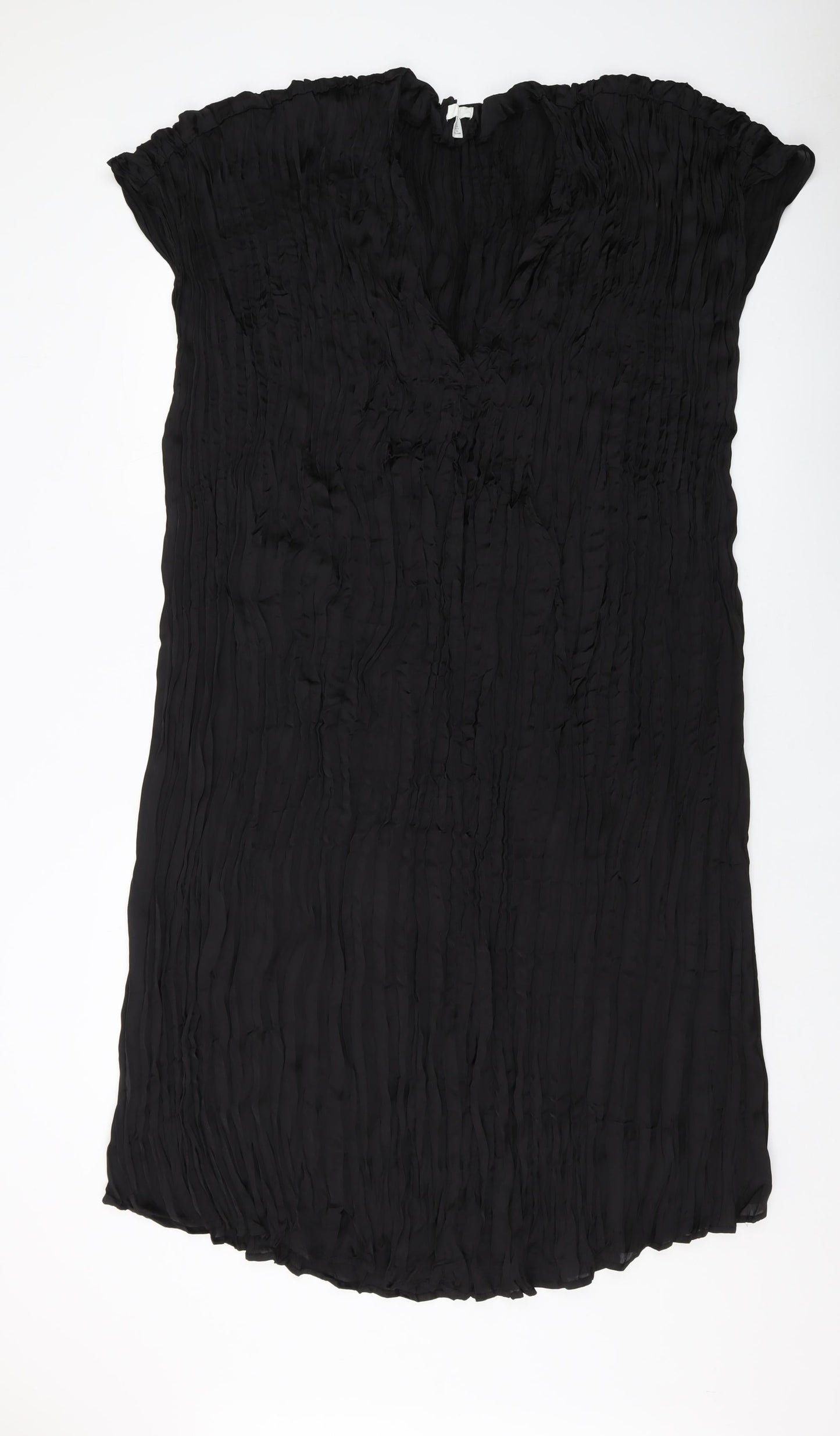 H&M Womens Black Polyester A-Line Size L V-Neck Pullover