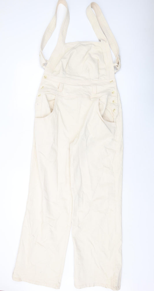 ASOS Womens Beige Cotton Coverall One-Piece Size 12 Button