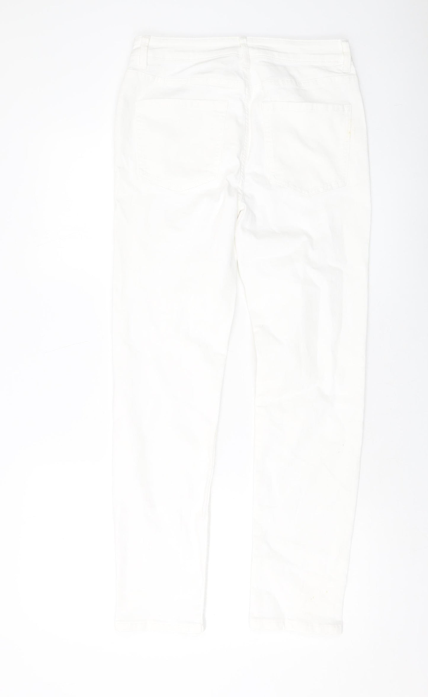 Marks and Spencer Womens Ivory Cotton Skinny Jeans Size 12 L29 in Slim Button