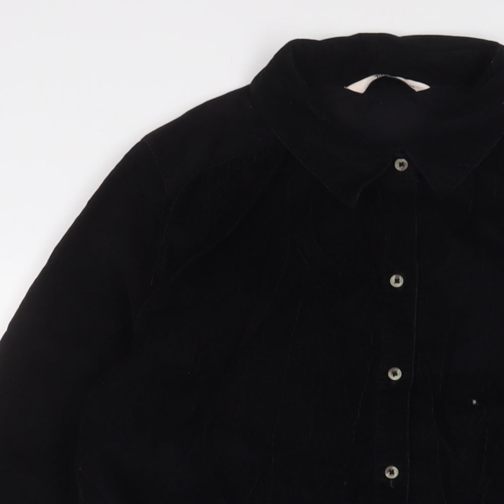 TU Womens Black Cotton A-Line Size 14 Collared Button - Belted