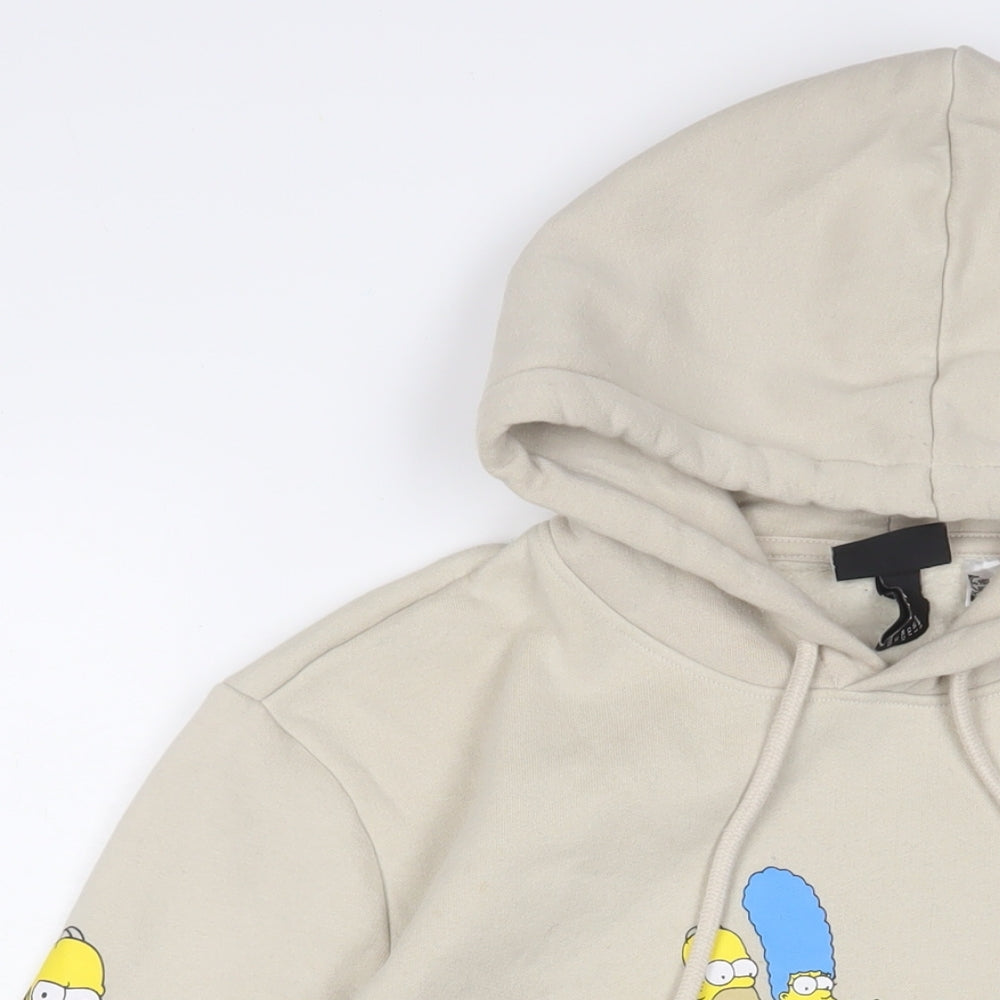 The Simpson Mens Beige Cotton Pullover Hoodie Size S