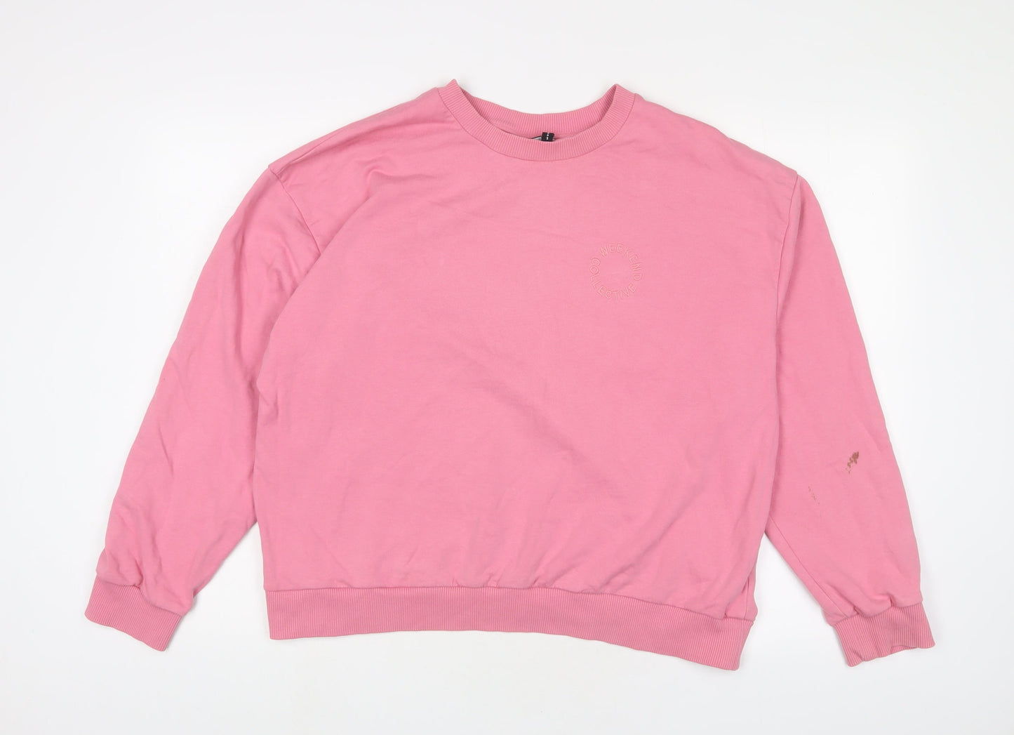 ASOS Womens Pink Cotton Pullover Sweatshirt Size 12 Pullover - Embroidered#