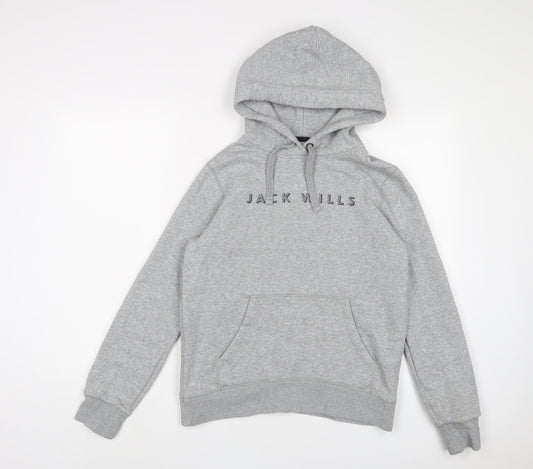 Jack Wills Womens Grey Cotton Pullover Hoodie Size 10 Pullover