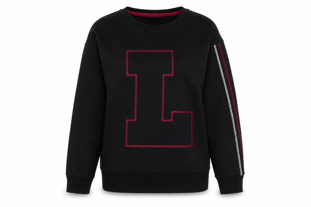 Womens UK 14 Regular Lonsdale Black Pullover Sweatshirt