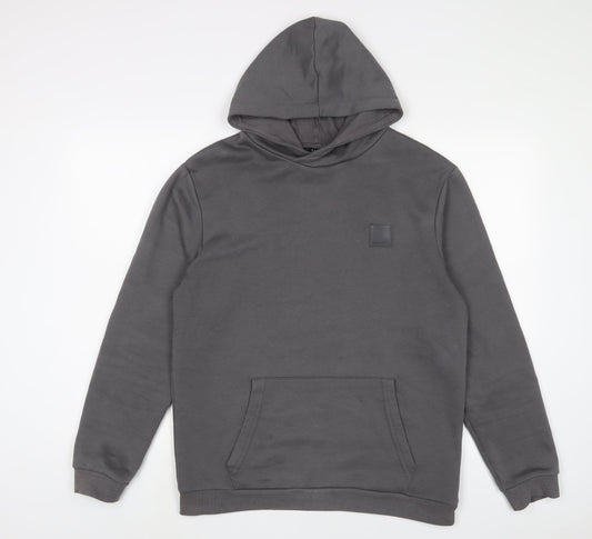 Boohoo Mens Grey Cotton Pullover Hoodie Size M