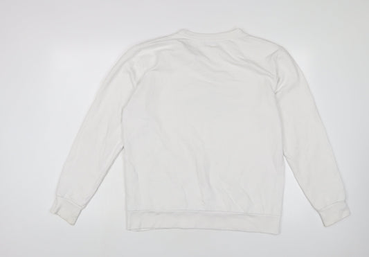 PRETTYLITTLETHING Womens White Cotton Pullover Sweatshirt Size XS Pullover