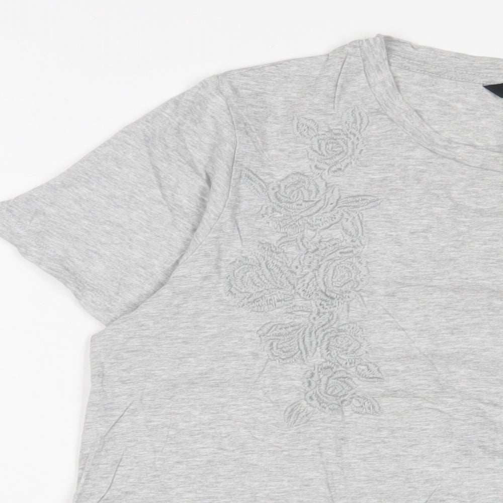 NEXT Womens Grey Fair Isle Cotton Basic T-Shirt Size 16 Collared - Embroidered