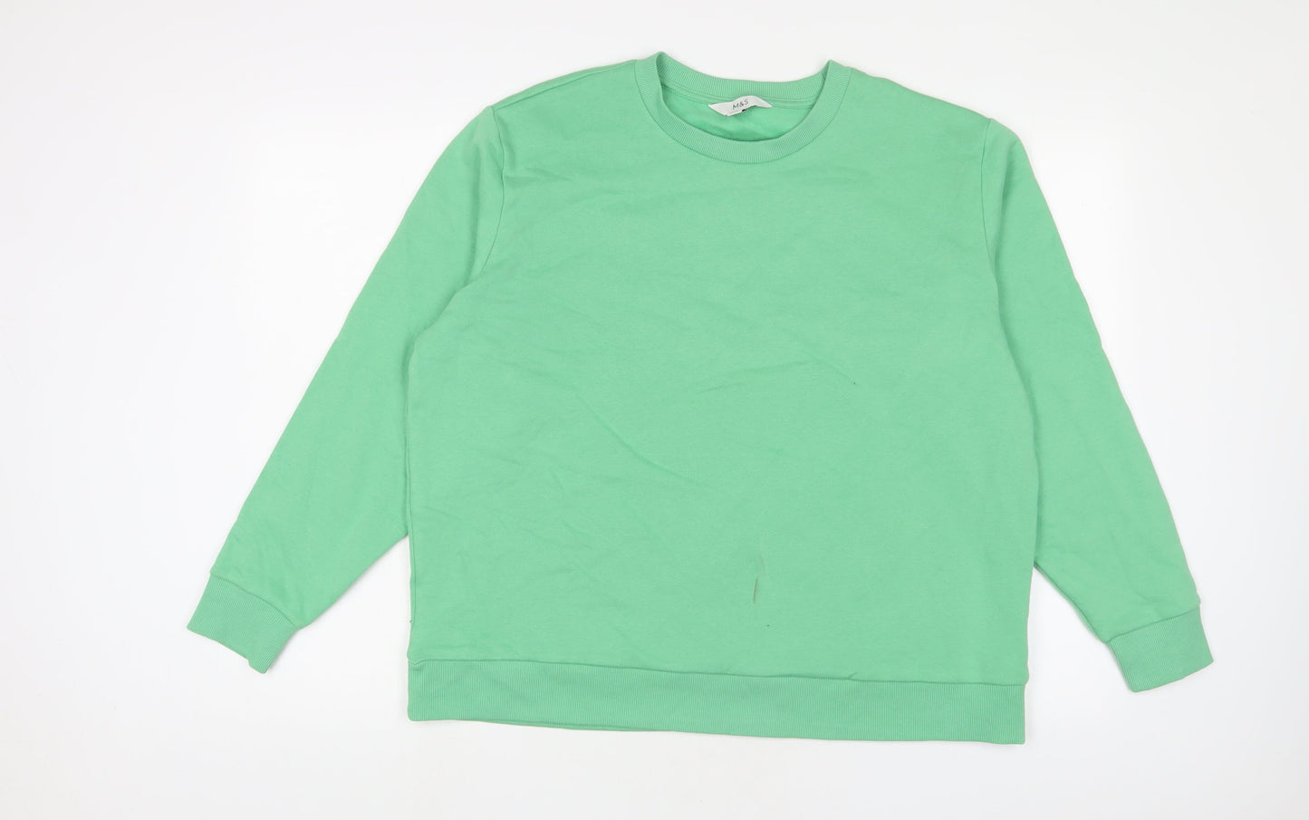 Marks and Spencer Mens Green Cotton Pullover Sweatshirt Size L