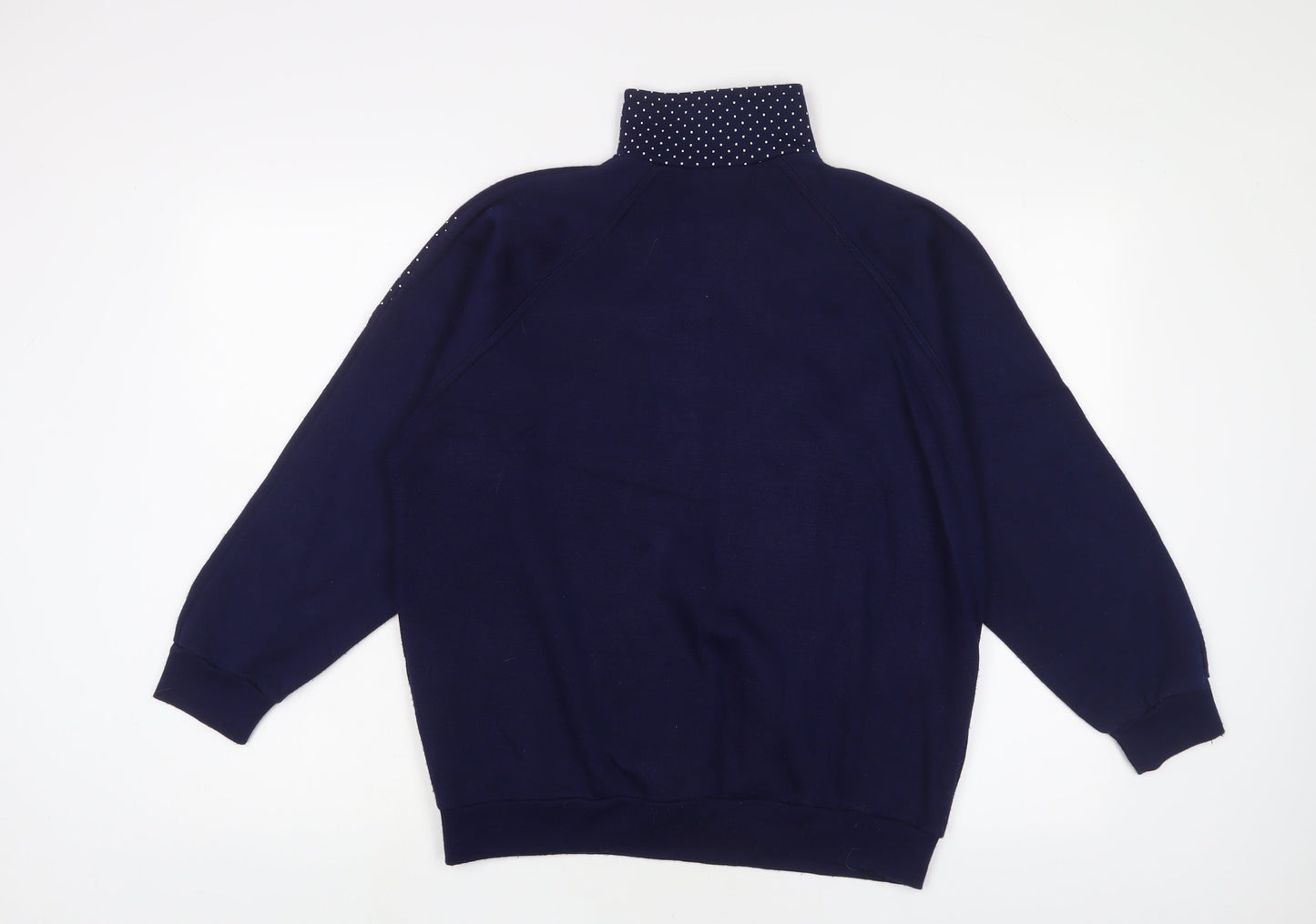 le charlade Womens Blue Floral Acrylic Pullover Sweatshirt Size M Zip
