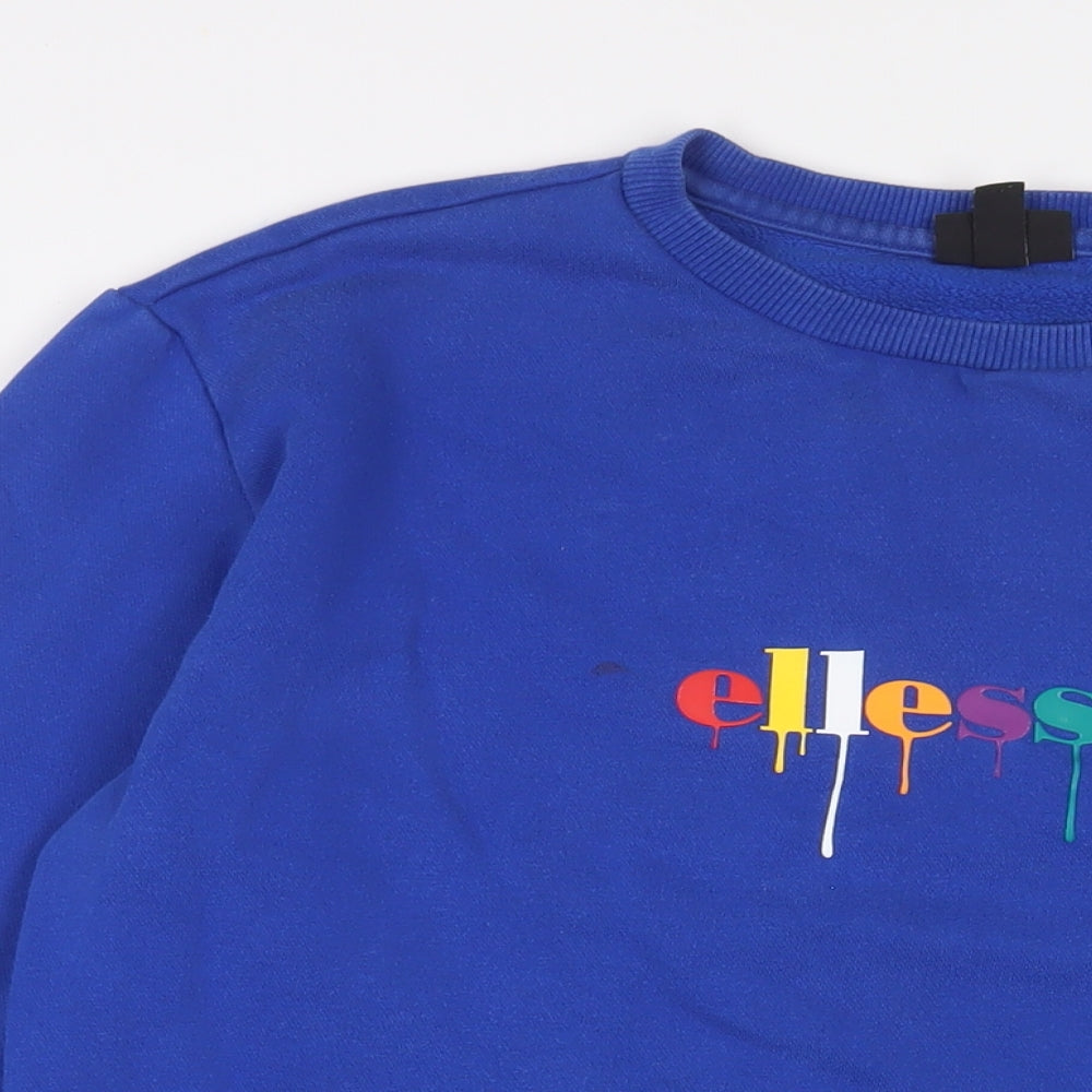 ellesse Mens Blue Cotton Pullover Sweatshirt Size L