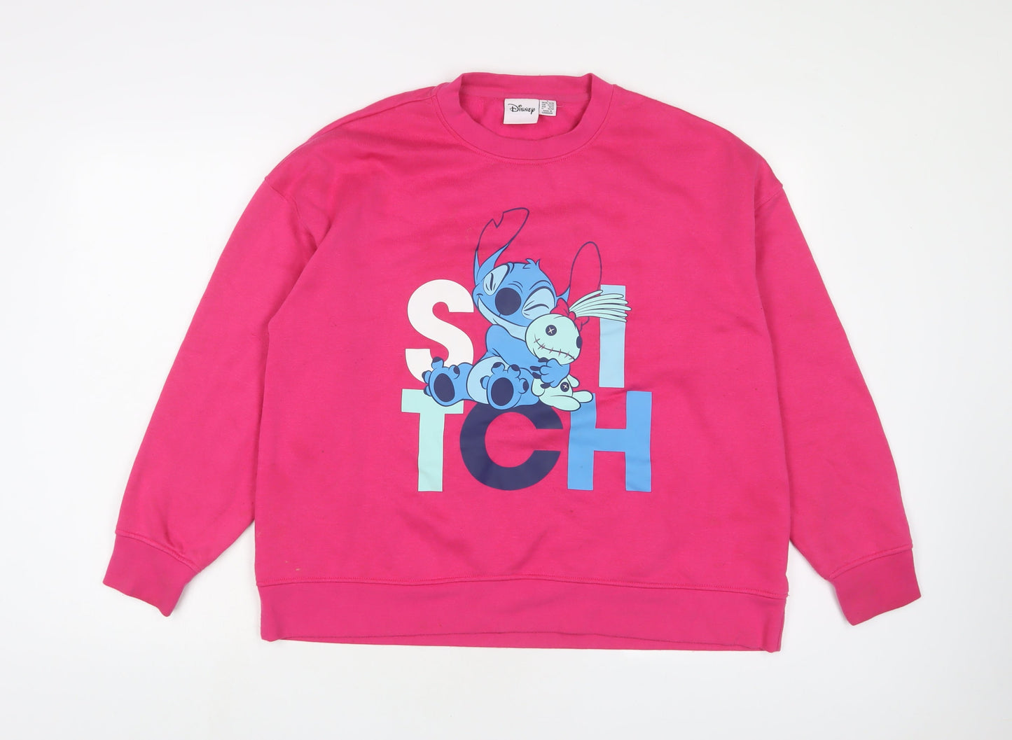 Disney Womens Pink Cotton Pullover Sweatshirt Size L Pullover