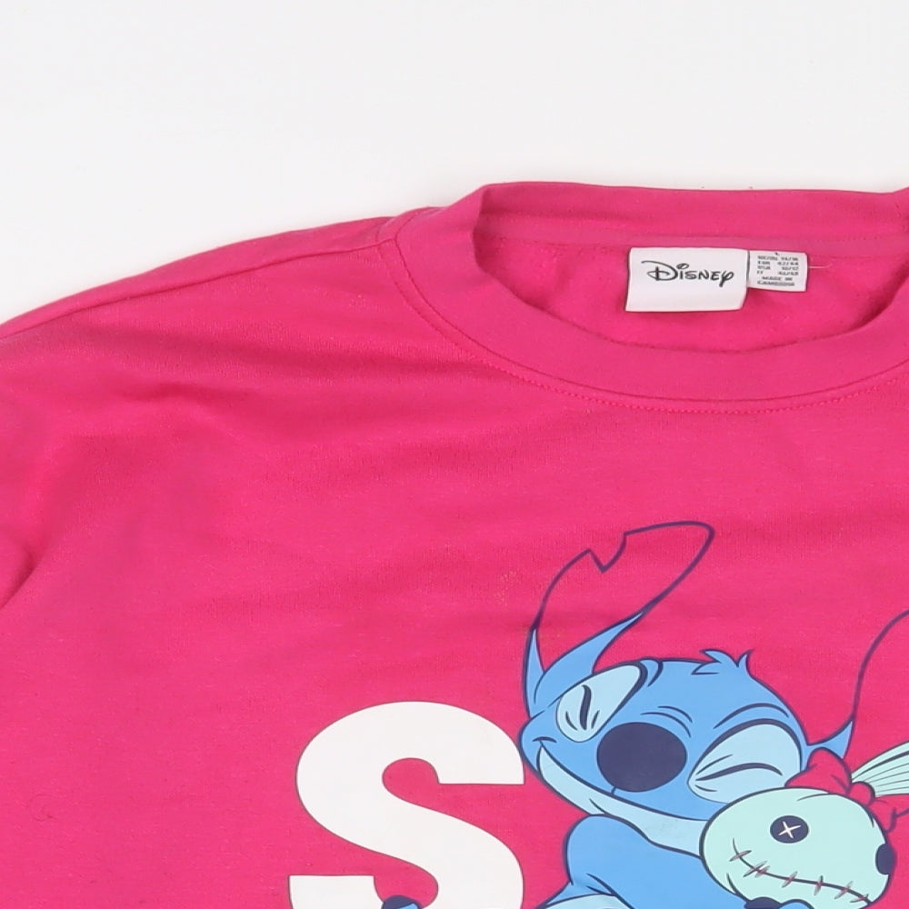 Disney Womens Pink Cotton Pullover Sweatshirt Size L Pullover