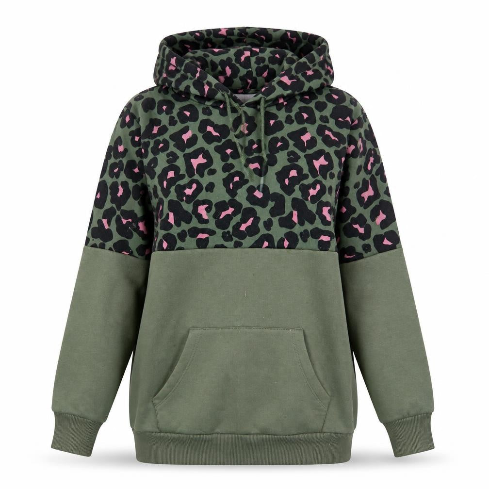 Next Womens Green Animal Print Cotton Pullover Hoodie Size S Pullover