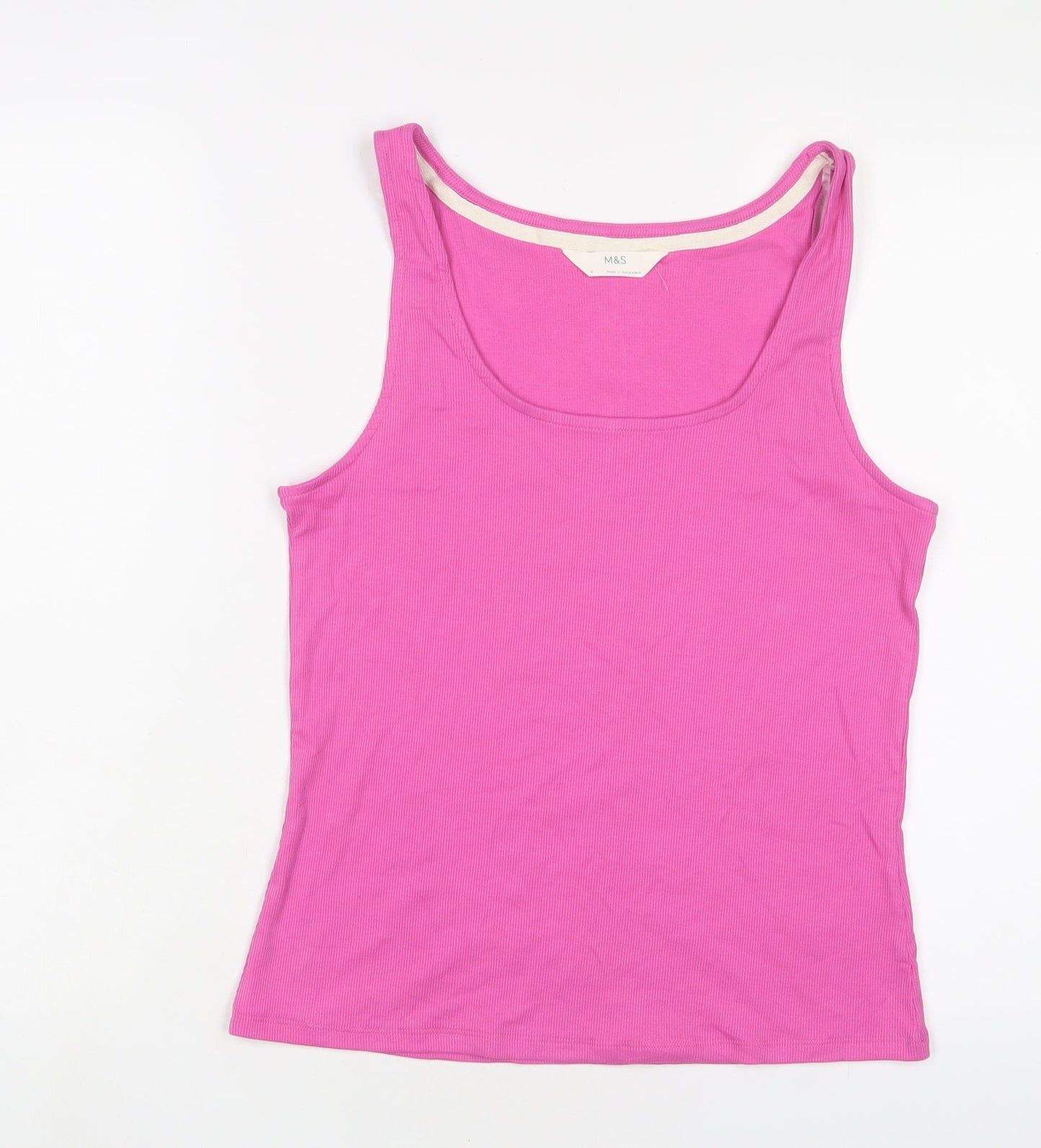 Marks and Spencer Womens Pink Cotton Basic Tank Size M Scoop Neck