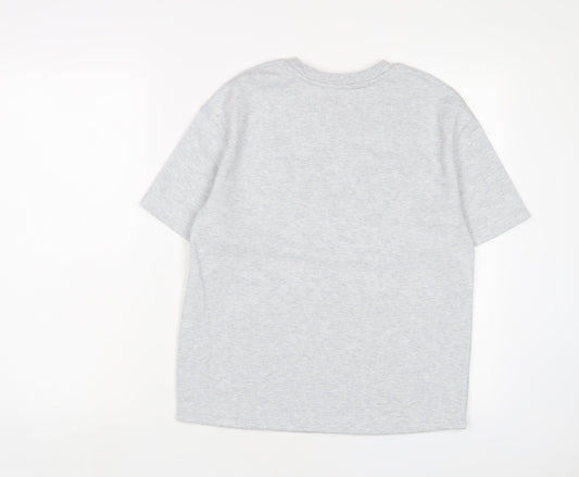Marks and Spencer Boys Grey Cotton Basic T-Shirt Size 9-10 Years Crew Neck Pullover