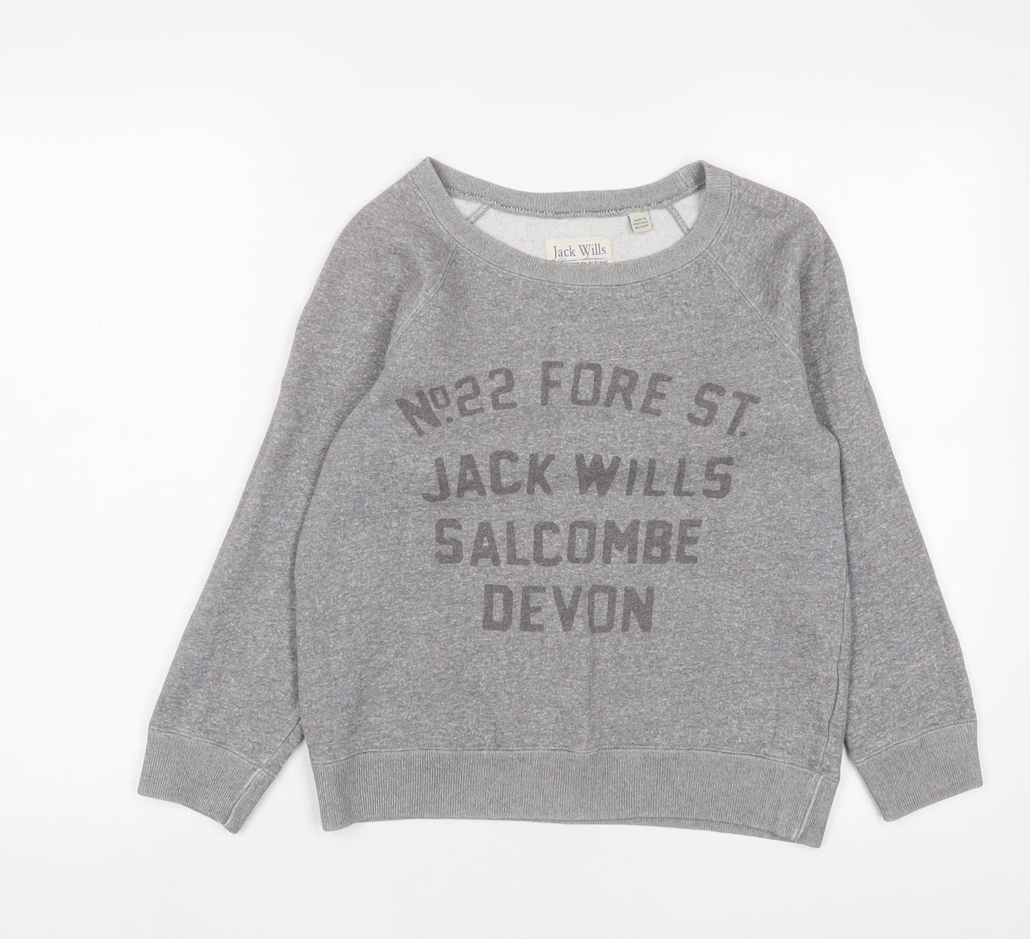 Jack Wills Womens Grey Cotton Pullover Sweatshirt Size 8 Pullover