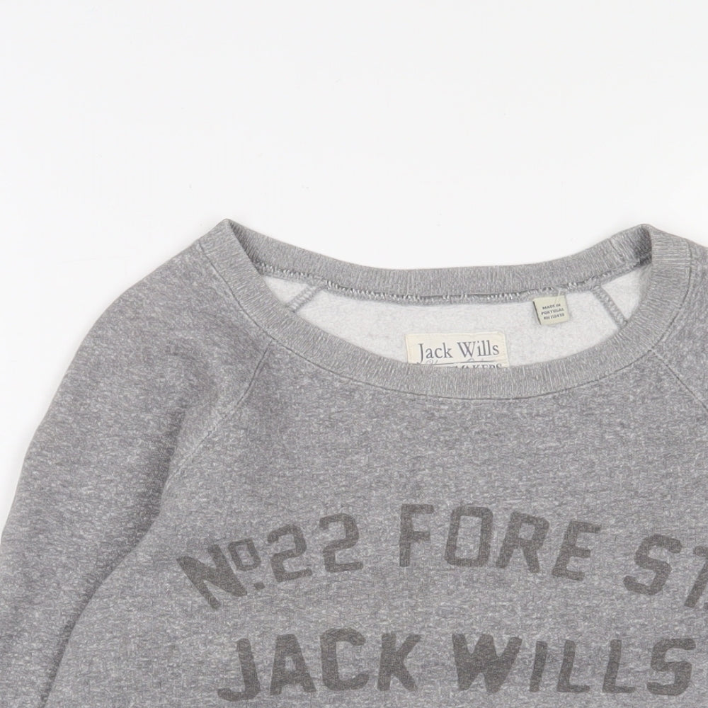 Jack Wills Womens Grey Cotton Pullover Sweatshirt Size 8 Pullover