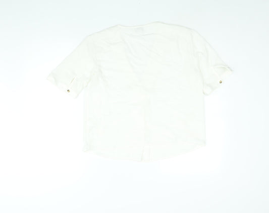 Apricot Womens White Polyester Basic Blouse Size 12 V-Neck