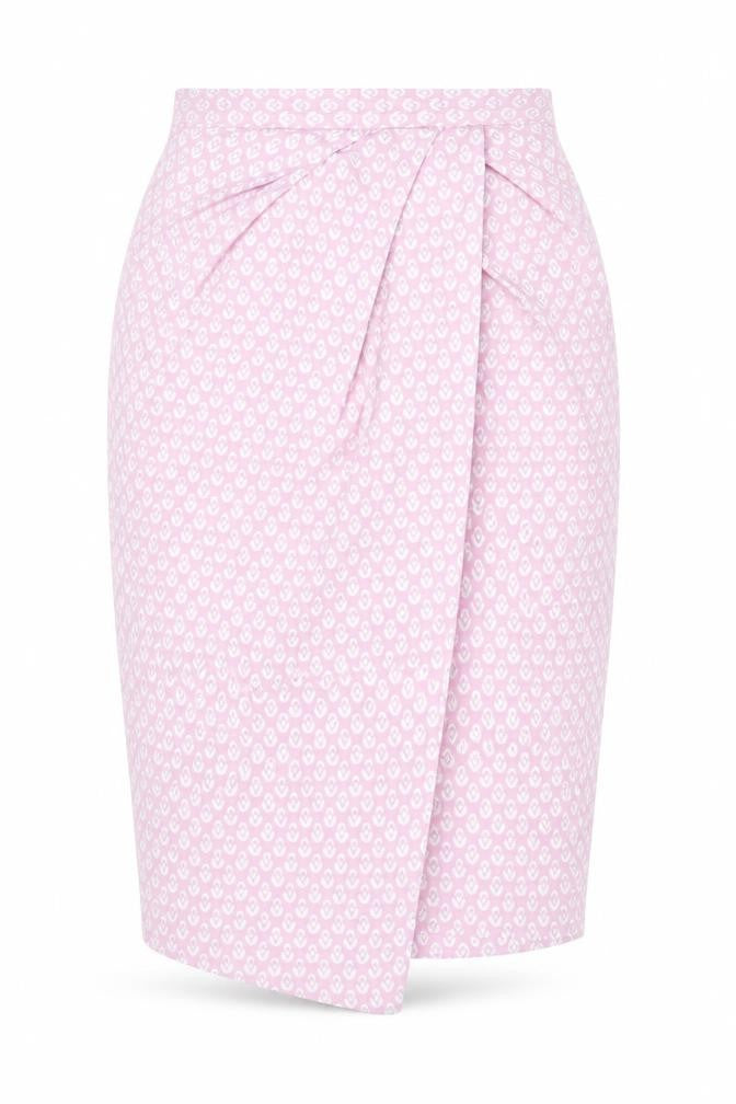 Closet Womens Pink Geometric Cotton Straight & Pencil Skirt Size 8 Zip