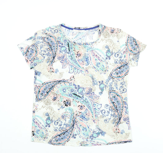 Anna Rose Womens Multicoloured Paisley Polyester Basic Blouse Size M Round Neck