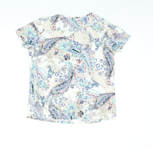 Anna Rose Womens Multicoloured Paisley Polyester Basic Blouse Size M Round Neck