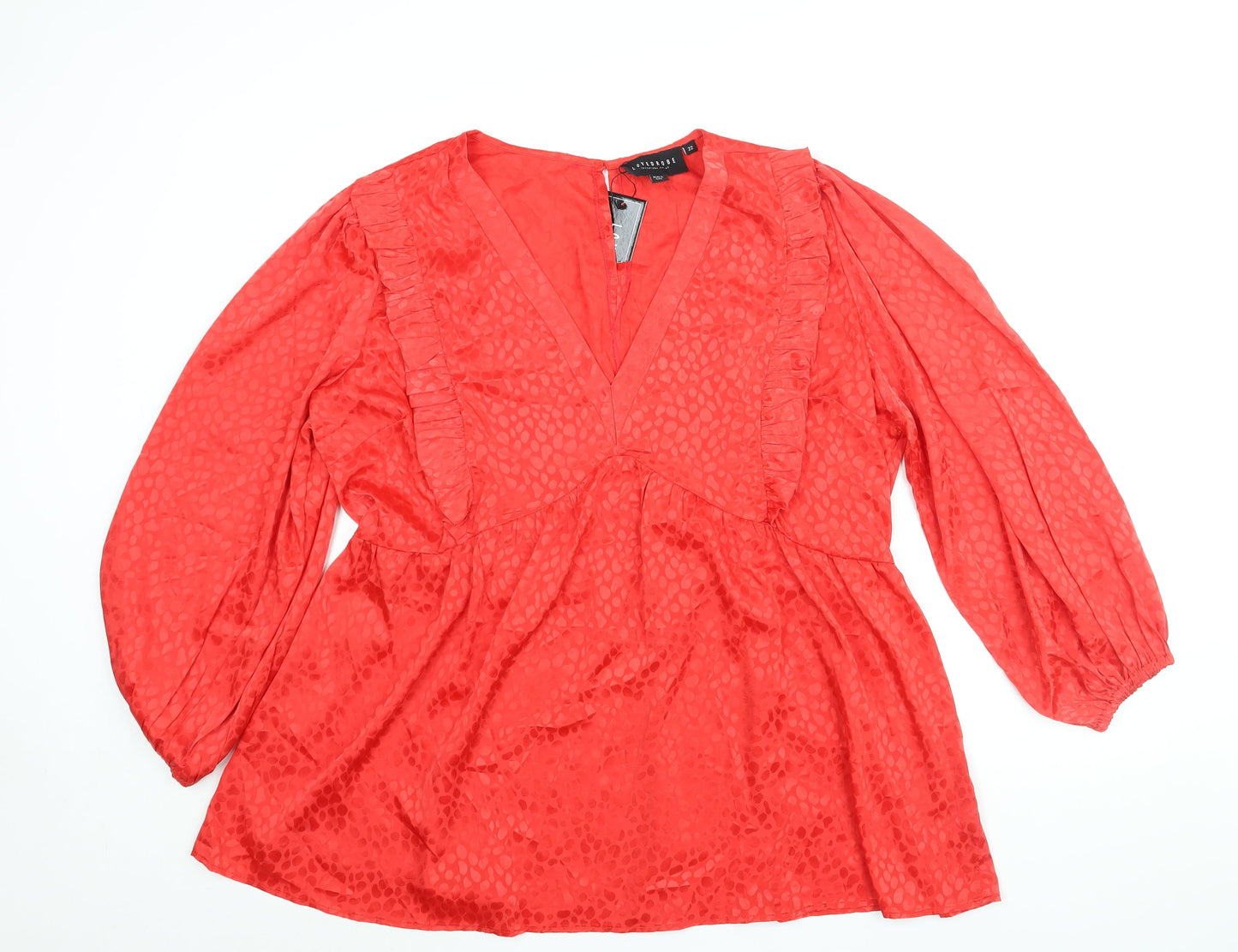 Lovedrobe Womens Red Geometric Polyester A-Line Size 22 V-Neck Button