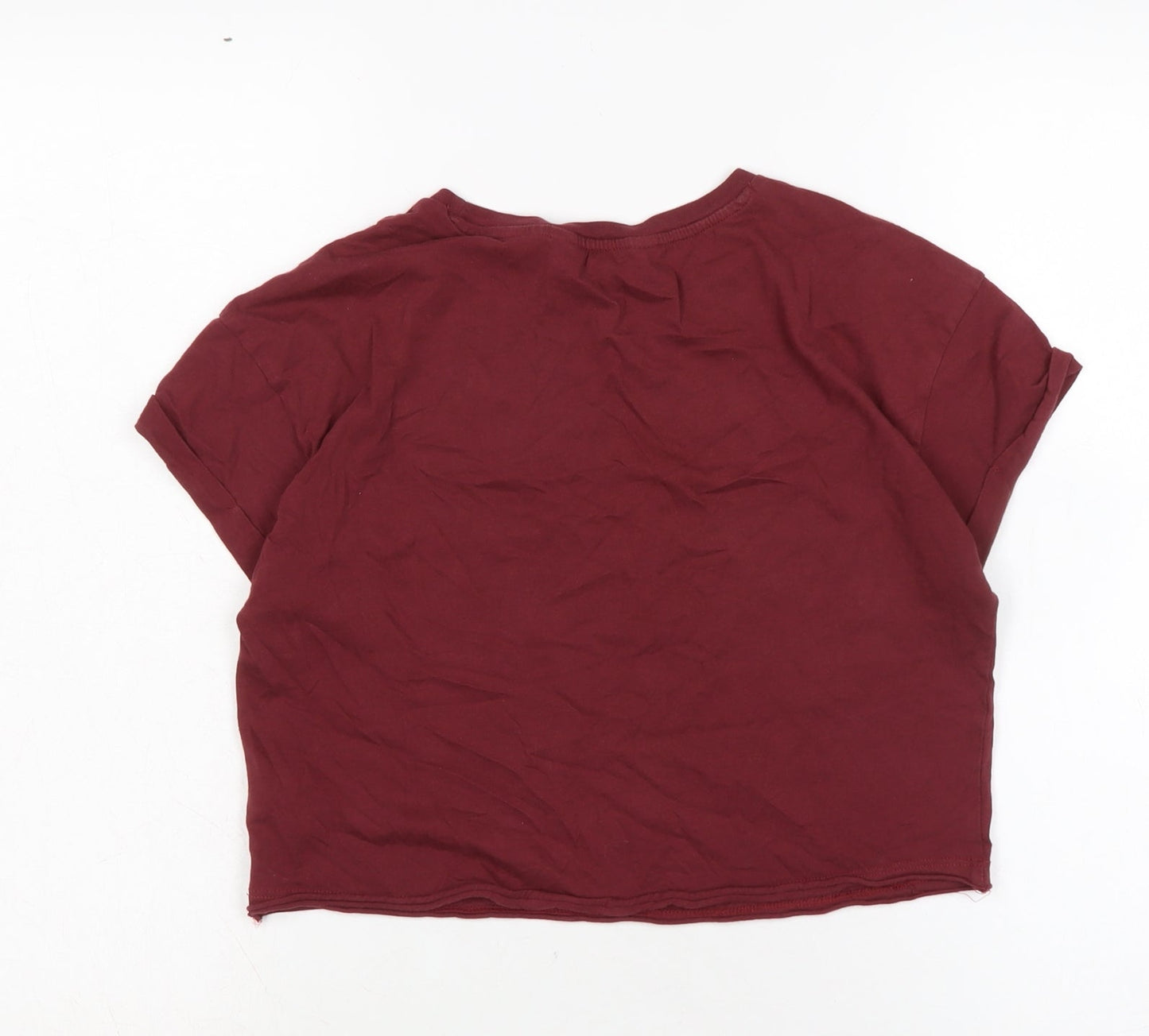 New Look Girls Red Cotton Cropped T-Shirt Size 12-13 Years Crew Neck